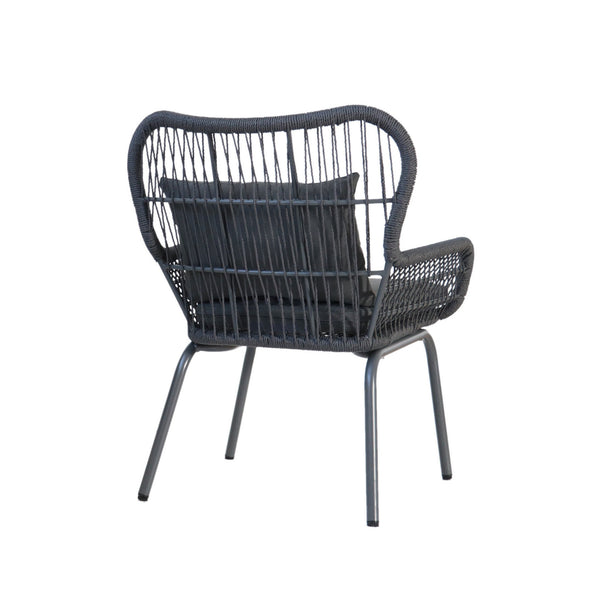 English Elm Christopher Knight Home® - SOUTHPORT Woven Rope Club Chair with Steel Frame, Water‑Resistant Cushions & Bohemian Outdoor Style Dark Gray 62329.00CGRY