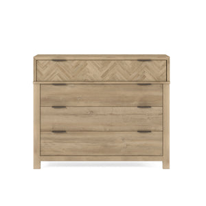 A.R.T. Furniture Garrison Accent Chest - Stylish Washed Oak Storage With Herringbone Design & Cedar Lined Drawers Brown Parawood Solids With Ash Embossing,White Oak Veneers,Metal 322158-1302