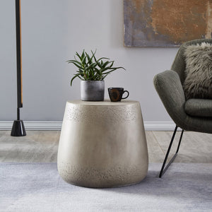 English Elm Orion Concrete Drum Side Table with Sculptural Flared Base for Eclectic Living Spaces 69455.00CONRT
