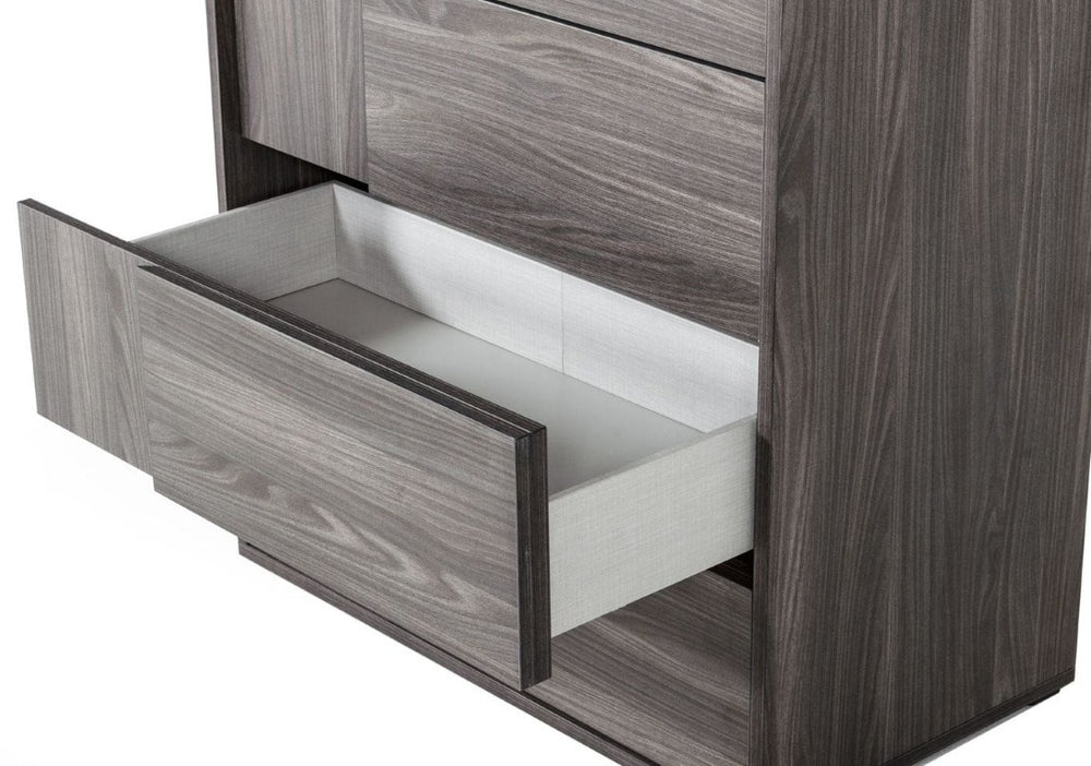 VIG Furniture Asus Italian Elm Grey Chest With 5 Soft-Close Drawers, Matte Veneer, Built-In Handles, 33.4X18.5X50" VGACASUS-CHEST-GRY-1