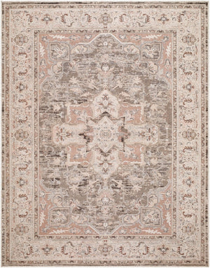 Livabliss Aston Villa Flatweave Polyester Area Rug Turkish Woven Traditional Pattern for Living Rooms Muted Taupe, D 5'3" x 7' ASV2300-537