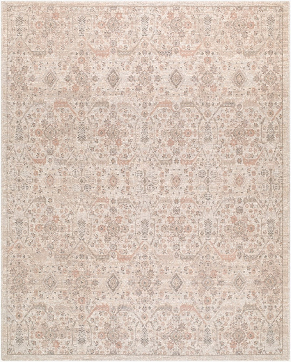 Livabliss Aston Villa Flatweave Area Rug Turkish Woven Medallion Pattern for Living Dining Rooms Ivory, Blush 10' x 14' ASV2304-1014