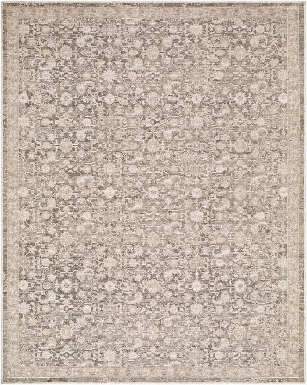 Livabliss Aston Villa Flatweave Polyester Area Rug Turkey Woven Medallion Living Room Floor Stone Gray, Ta 10' x 14' ASV2305-1014