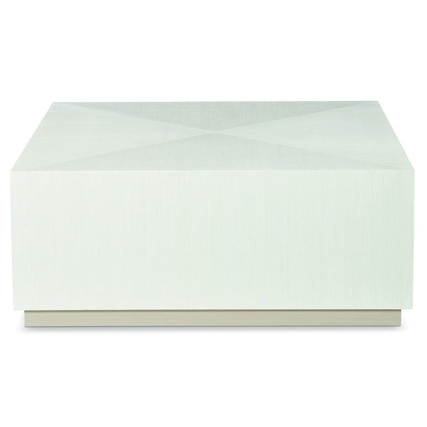 Bernhardt Bernhardt Axiom Square Cocktail Table With Pyramid Veneer Top, Linear White/Gray Finish & Casters 381011