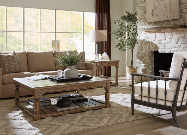 Hooker Furniture Americana Honey Finish End Table With Carved Turned Legs, Solid-Wood Edge Top And Open Shelf Medium Wood 7050-80114-85