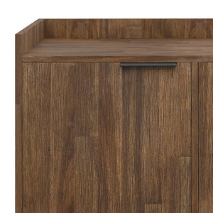 English Elm Milverton Solid Acacia Sideboard Buffet with Matte Black Metal Frame, Rustic Aged Brown Finish, Spacious Storage B136P158944