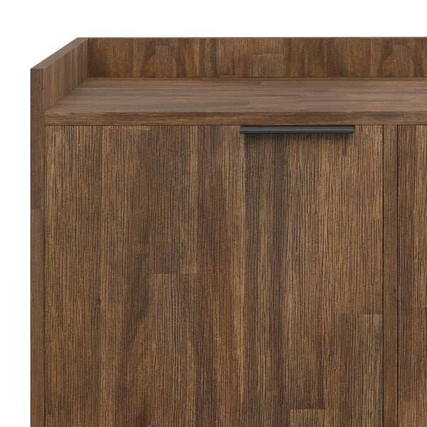 English Elm Milverton Solid Acacia Sideboard Buffet with Matte Black Metal Frame, Rustic Aged Brown Finish, Spacious Storage B136P158944