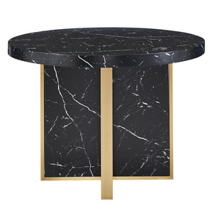 Homelegance By Top-Line Blaise 43" Wide Faux Marble Round Dining Table Black Marble