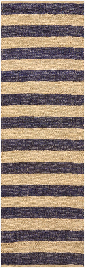 Livabliss Atina Handwoven Jute Flatweave Runner Natural Fiber Hallway Rug Bohemian Farmhouse Navy, Beige 2'6" x 8' ATA2302-268