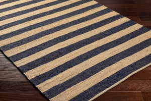 Livabliss Atina Handwoven Jute Flatweave Runner Natural Fiber Hallway Rug Bohemian Farmhouse Navy, Beige 27" x 45" ATA2302-2745