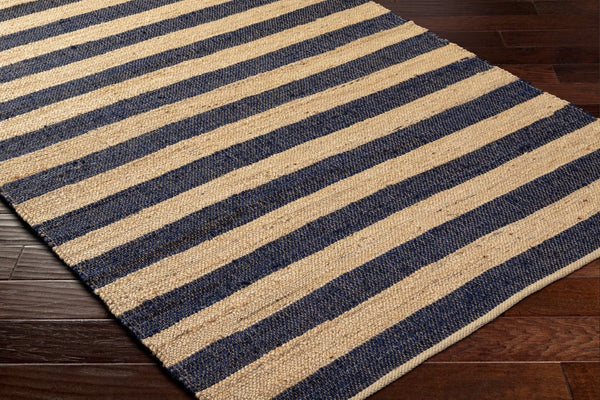 Livabliss Atina Handwoven Jute Flatweave Runner Natural Fiber Hallway Rug Bohemian Farmhouse Navy, Beige 27" x 45" ATA2302-2745