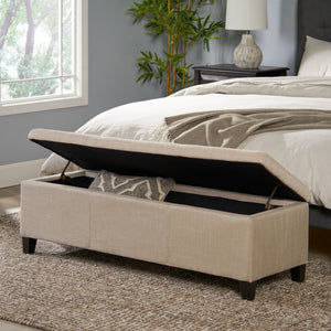 English Elm Glouster Bench Style Pu Leather Storage Ottoman with Soft Close Lid for Bedroom 57742.00LBE
