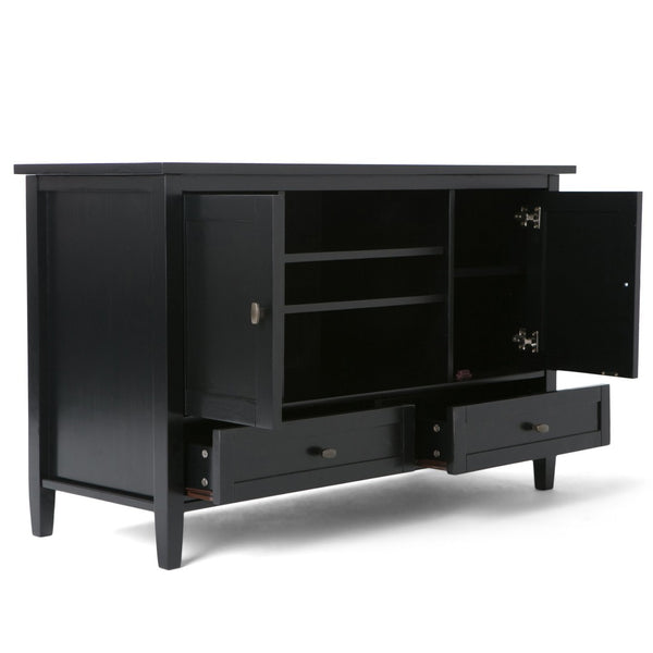 English Elm Warm Shaker Tv Media Stand - Handcrafted Solid Wood In Rich Black With Storage & Cord Management B136P159718-GIGA