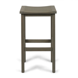 English Elm Christopher Knight Home® - CARIBBEAN Acacia Wood 30" Outdoor Barstool Set of 2 — Weather-Resistant Saddle Seats, Slat Design Grey 61426.00GRY