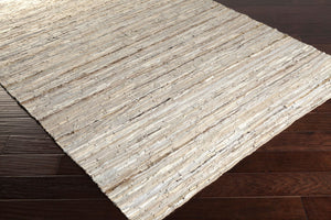 Surya Anthracite Handmade Leather Flatweave Rug Bohemian Artisan Accent for Entryway ATE8000-23