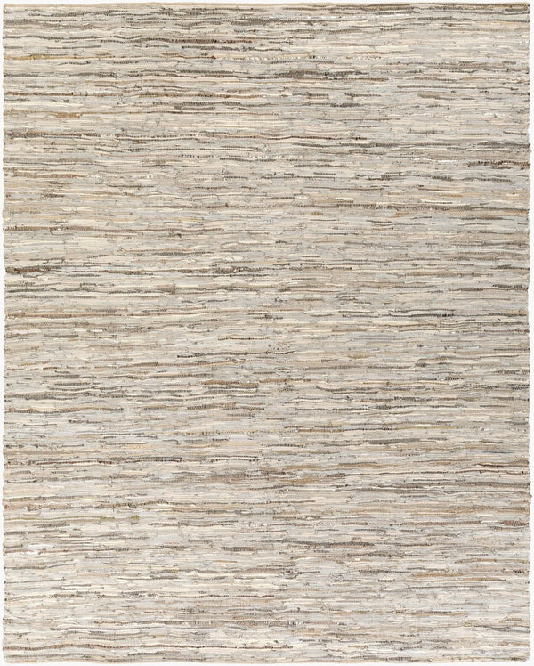 Surya Anthracite Handmade Leather Flatweave Rug Bohemian Artisan Accent for Entryway ATE8000-23