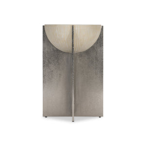 Bernhardt Bernhardt Solaria Accent Table — Cast Aluminum Nickel Pedestal, Dune Resin Half-Sphere Top, 24"H 310126