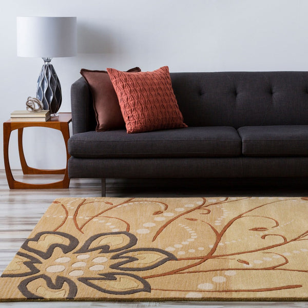 Livabliss Athena Hand-tufted Wool Area Rug with High Low Pile Texture for Large Living Rooms Mustard, Brown 12' x 15' ATH5006-1215