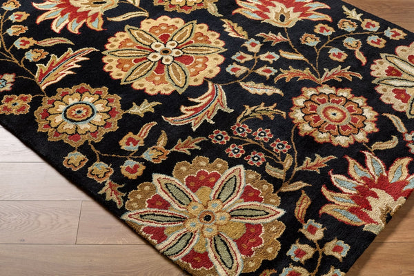 Livabliss Athena Hand Tufted Wool Area Rug Plush Cottage Farmhouse Living Room Floor Accent Black, Burgandy 4' x 4' Round ATH5017-4RD
