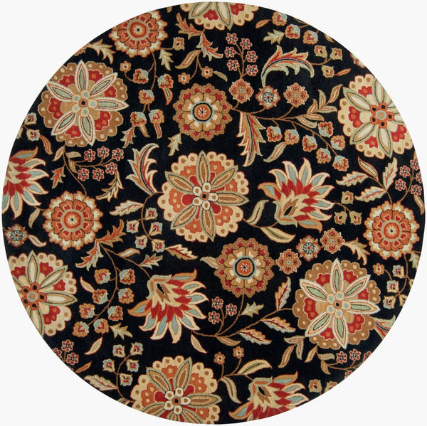Livabliss Athena Hand Tufted Wool Area Rug Plush Cottage Farmhouse Living Room Floor Accent Black, Burgandy 4' x 4' Round ATH5017-4RD