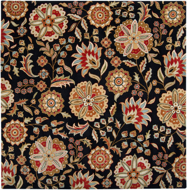 Livabliss Athena Hand Tufted Wool Area Rug Plush Cottage Farmhouse Living Room Floor Accent Black, Burgandy 4' x 4' Square ATH5017-4SQ