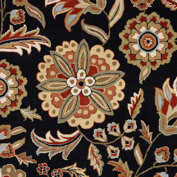 Livabliss Athena Hand Tufted Wool Area Rug Plush Cottage Farmhouse Living Room Floor Accent Black, Burgandy 4' x 4' Round ATH5017-4RD
