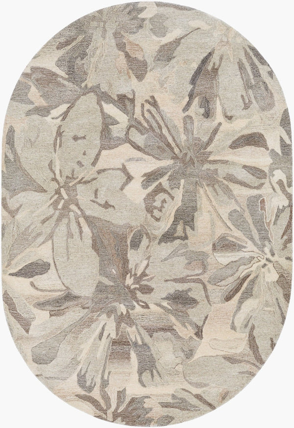Livabliss Athena Hand Tufted Wool Area Rug Cottage Style Living Room Floor Accent India Taupe, Charcoal 6' x 9' Oval ATH5150-69OV