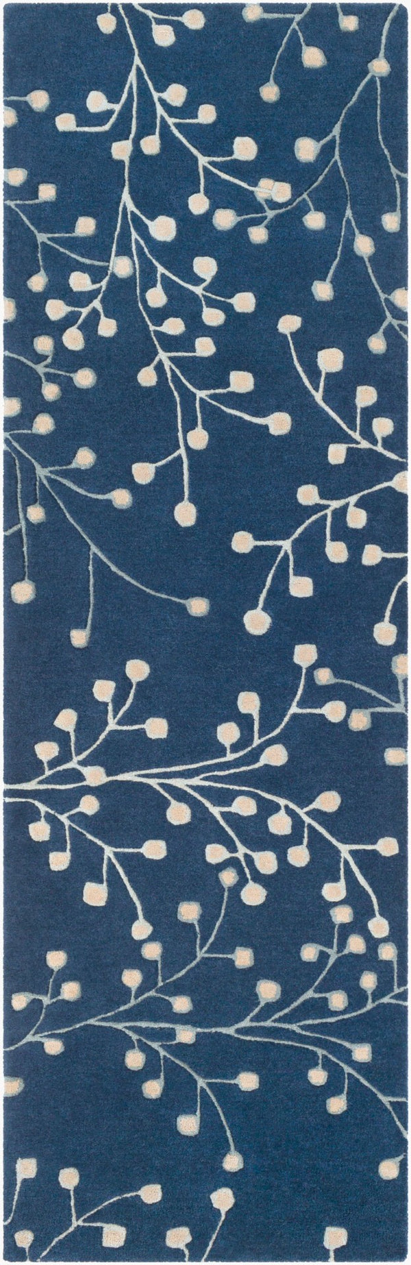 Livabliss Athena Hand Tufted Wool Area Rug with High Low Pile for Cozy Cottage Interiors Ink Blue, Tan 2'6" x 8' ATH5156-268