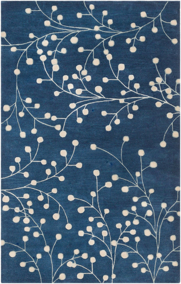 Livabliss Athena Hand Tufted Wool Area Rug with High Low Pile for Cozy Cottage Interiors Ink Blue, Tan 2' x 3' ATH5156-23