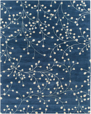 Livabliss Athena Hand Tufted Wool Area Rug with High Low Pile for Cozy Cottage Interiors Ink Blue, Tan 7'6" x 9'6" ATH5156-7696