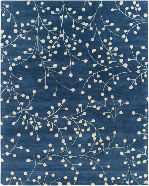 Livabliss Athena Hand Tufted Wool Area Rug with High Low Pile for Cozy Cottage Interiors Ink Blue, Tan 7'6" x 9'6" ATH5156-7696