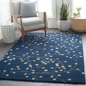 Livabliss Athena Hand Tufted Wool Area Rug with High Low Pile for Cozy Cottage Interiors Ink Blue, Tan 2' x 3' ATH5156-23