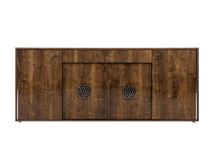 VIG Furniture Athen Italian Rovere 4-Door Buffet With High-Gloss Finish, Chrome Accents & Soft-Close Drawer VGACATHEN-BUF