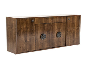 VIG Furniture Athen Italian Rovere 4-Door Buffet With High-Gloss Finish, Chrome Accents & Soft-Close Drawer VGACATHEN-BUF