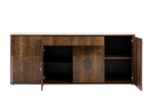 VIG Furniture Athen Italian Rovere 4-Door Buffet With High-Gloss Finish, Chrome Accents & Soft-Close Drawer VGACATHEN-BUF