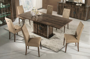 VIG Furniture Athen Italian Modern Extendable Dining Table With Rovere High-Gloss Top, Chrome C-Accents, 71–106" VGACATHEN-DT