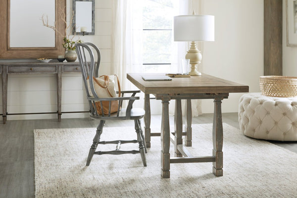 Hooker Furniture Ciao Spindle Back Arm Chair In Hand-Distressed Speckled Gray — Farmhouse Comfort, Solid Wood Build 5805-75301-96