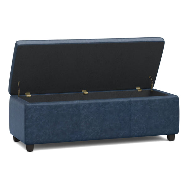 English Elm Avalon Storage Ottoman Bench In Denim Blue - Versatile Seating & Stylish Storage Solution For Any Room B136P158639
