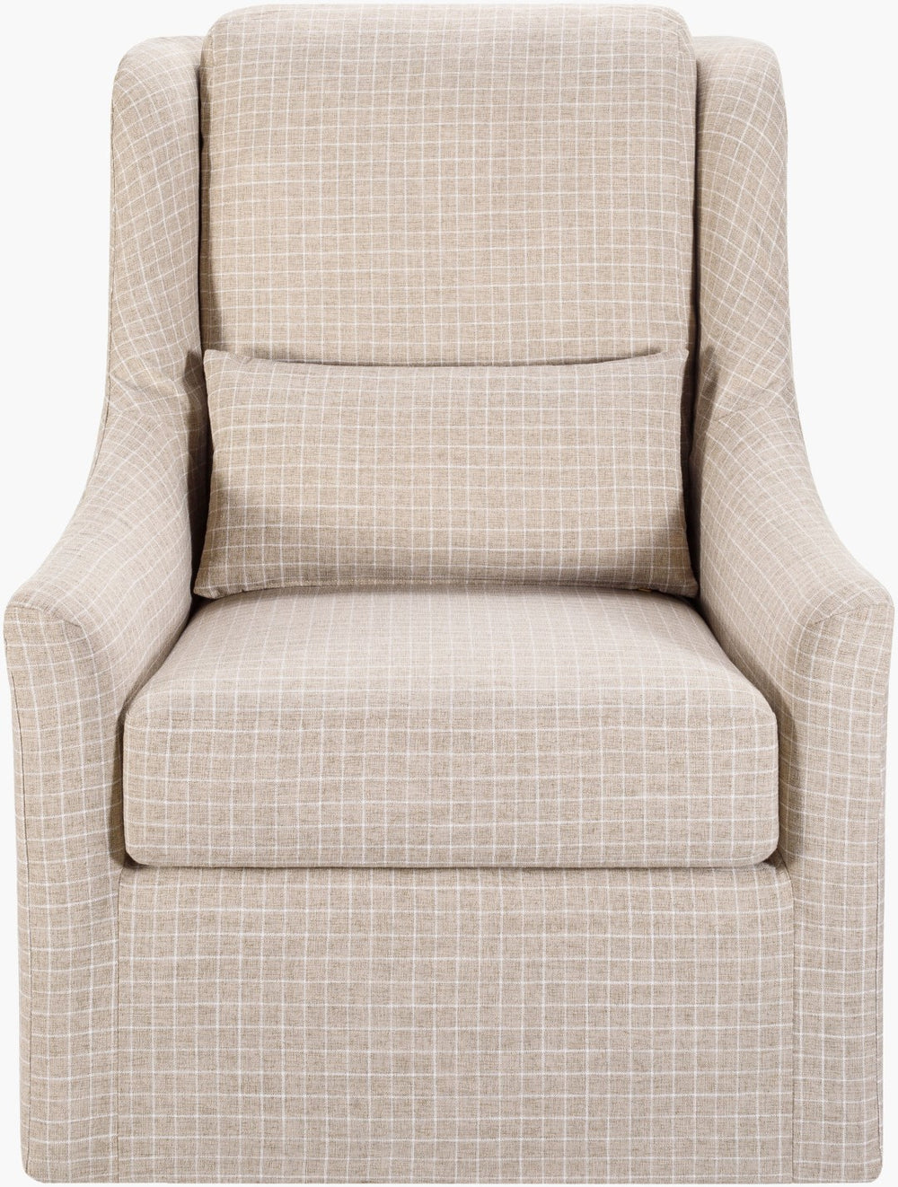 Surya Atkinson Modern 39"H X 31"W Swivel Chair - Luxurious Upholstered Lounger For Chic Home Decor Upholstery, Light Beige Polyester,Rubber Wood,Polyurethane Foam,Polyester,Polyfill Atk-001