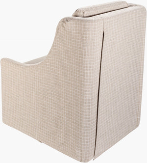 Surya Atkinson Modern 39"H X 31"W Swivel Chair - Luxurious Upholstered Lounger For Chic Home Decor Upholstery, Light Beige Polyester,Rubber Wood,Polyurethane Foam,Polyester,Polyfill Atk-001