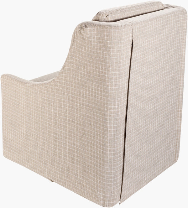 Surya Atkinson Modern 39"H X 31"W Swivel Chair - Luxurious Upholstered Lounger For Chic Home Decor Upholstery, Light Beige Polyester,Rubber Wood,Polyurethane Foam,Polyester,Polyfill Atk-001