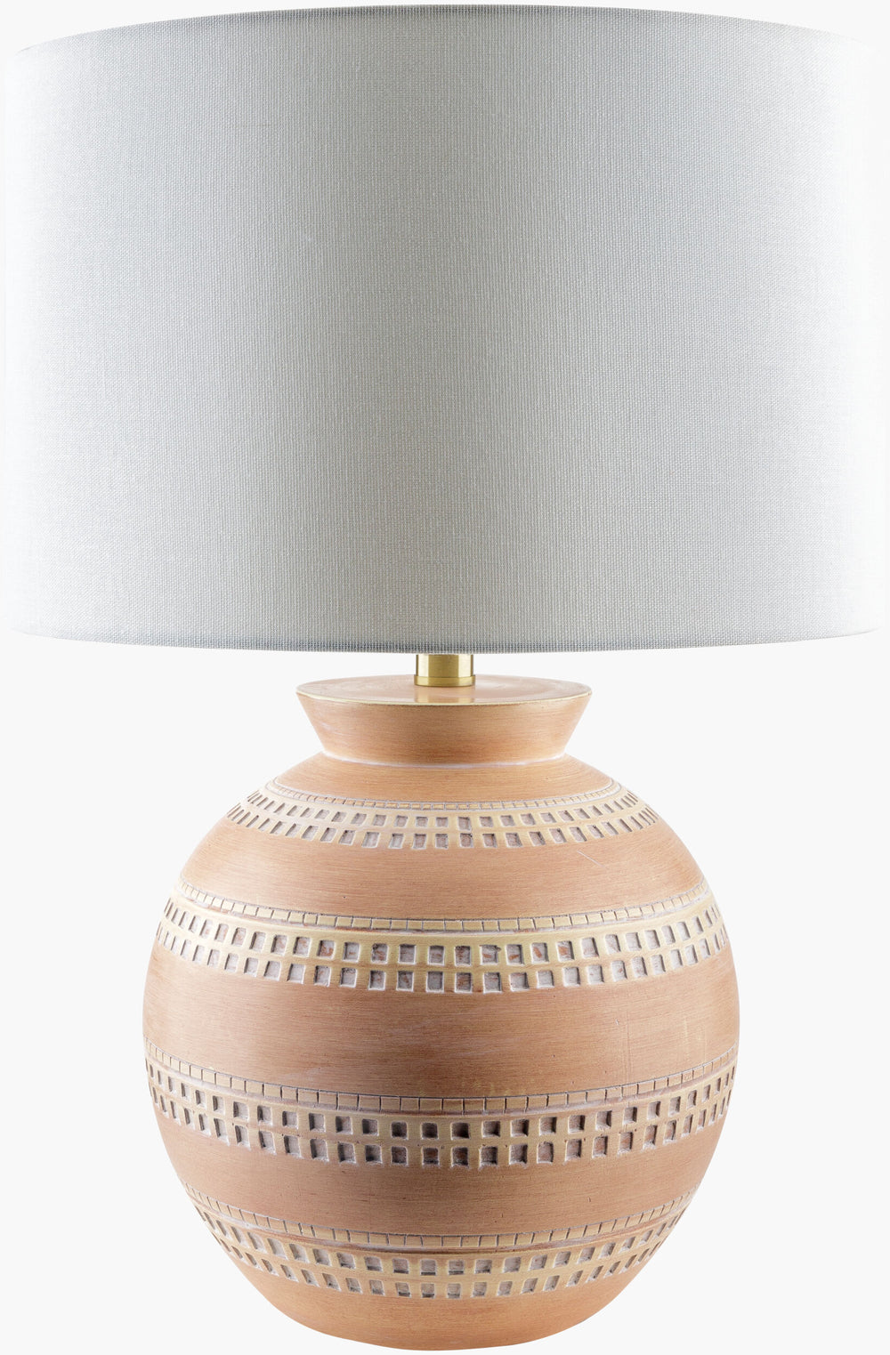 Surya Atollo 21" Elegant Resin Accent Table Lamp With Premium Linen Shade For Timeless Home Decor Body, Brick,Shade, White,Finial, Metallic ,Brass,Harp, Metallic ,Brass,Cord, Translucent Resin,Linen,Linen,Iron Atl-001