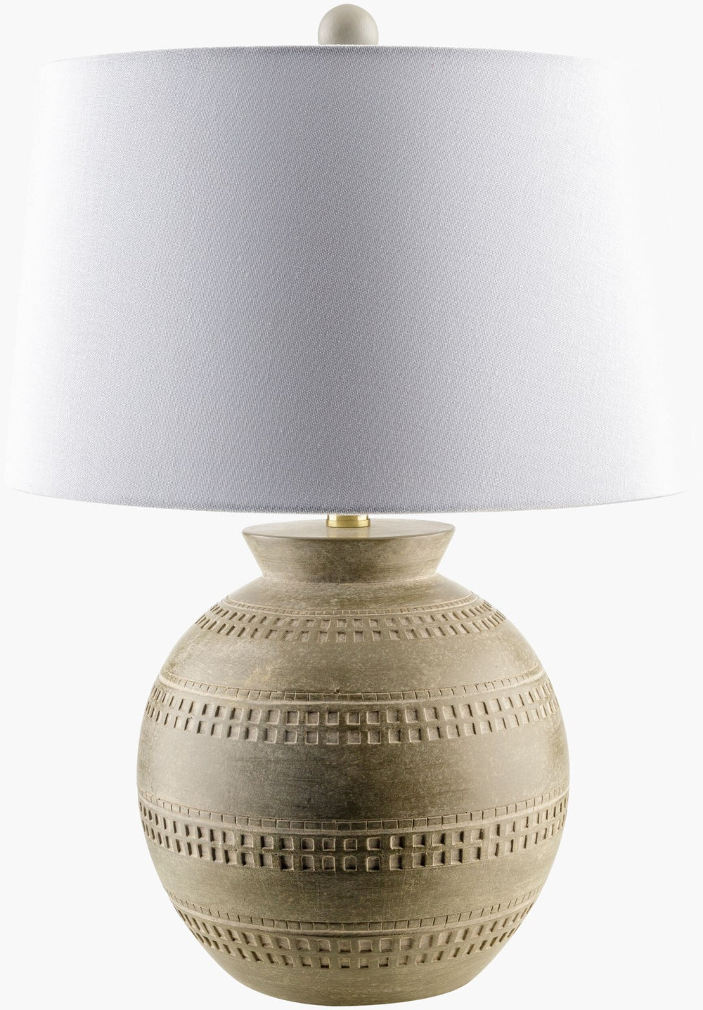 Surya Atollo 21" Elegant Resin Accent Table Lamp With Premium Linen Shade For Timeless Home Decor Body, Brick,Shade, White,Finial, Metallic ,Brass,Harp, Metallic ,Brass,Cord, Translucent Resin,Linen,Linen,Iron Atl-001
