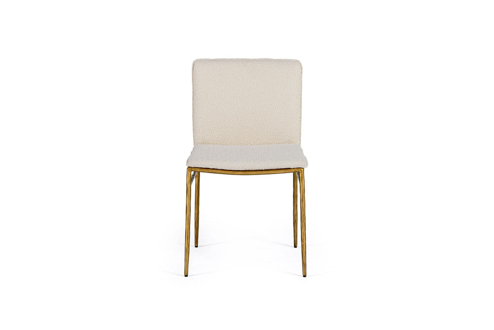 VIG Furniture Modrest Atlanta - Modern Off-White Fabric & Brass Dining Chair VGMY-3739-WHT