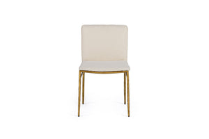 VIG Furniture Modrest Atlanta - Modern Off-White Fabric & Brass Dining Chair VGMY-3739-WHT