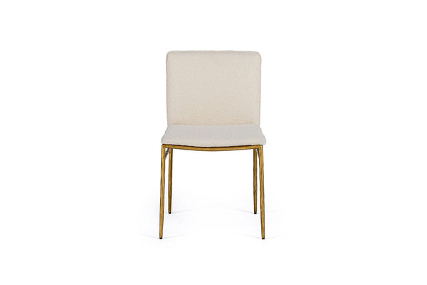 VIG Furniture Modrest Atlanta - Modern Off-White Fabric & Brass Dining Chair VGMY-3739-WHT