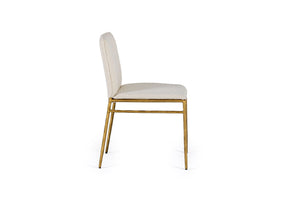 VIG Furniture Modrest Atlanta - Modern Off-White Fabric & Brass Dining Chair VGMY-3739-WHT