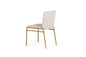 VIG Furniture Modrest Atlanta - Modern Off-White Fabric & Brass Dining Chair VGMY-3739-WHT