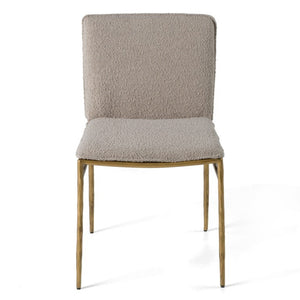 VIG Furniture Atlanta Modern Fabric Chair With Brass-Plated Legs, Padded Support, 380Lb Capacity, Stylish Comfort Beige Dining Chair VGMY-3739-BGE