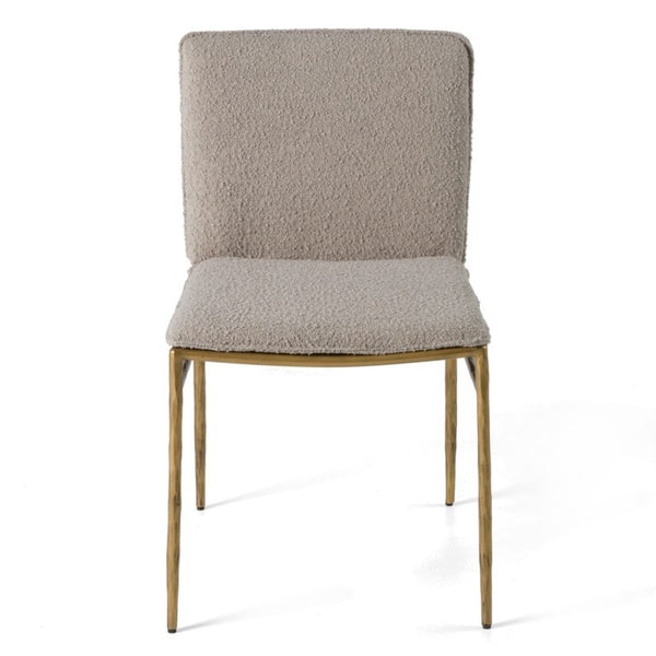 VIG Furniture Atlanta Modern Fabric Chair With Brass-Plated Legs, Padded Support, 380Lb Capacity, Stylish Comfort Beige Dining Chair VGMY-3739-BGE